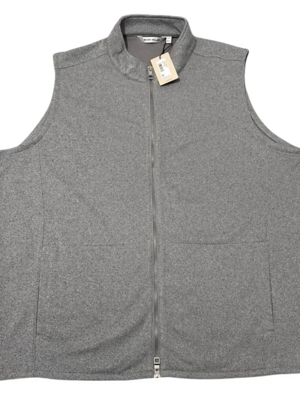 NWT! Peter Millar Crown Fleece Vest Full-Zip Gale Gray - Large